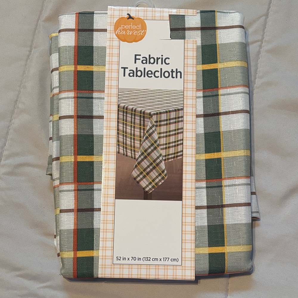 Plaid Fabric Tablecloth 52 inches x 70 inches